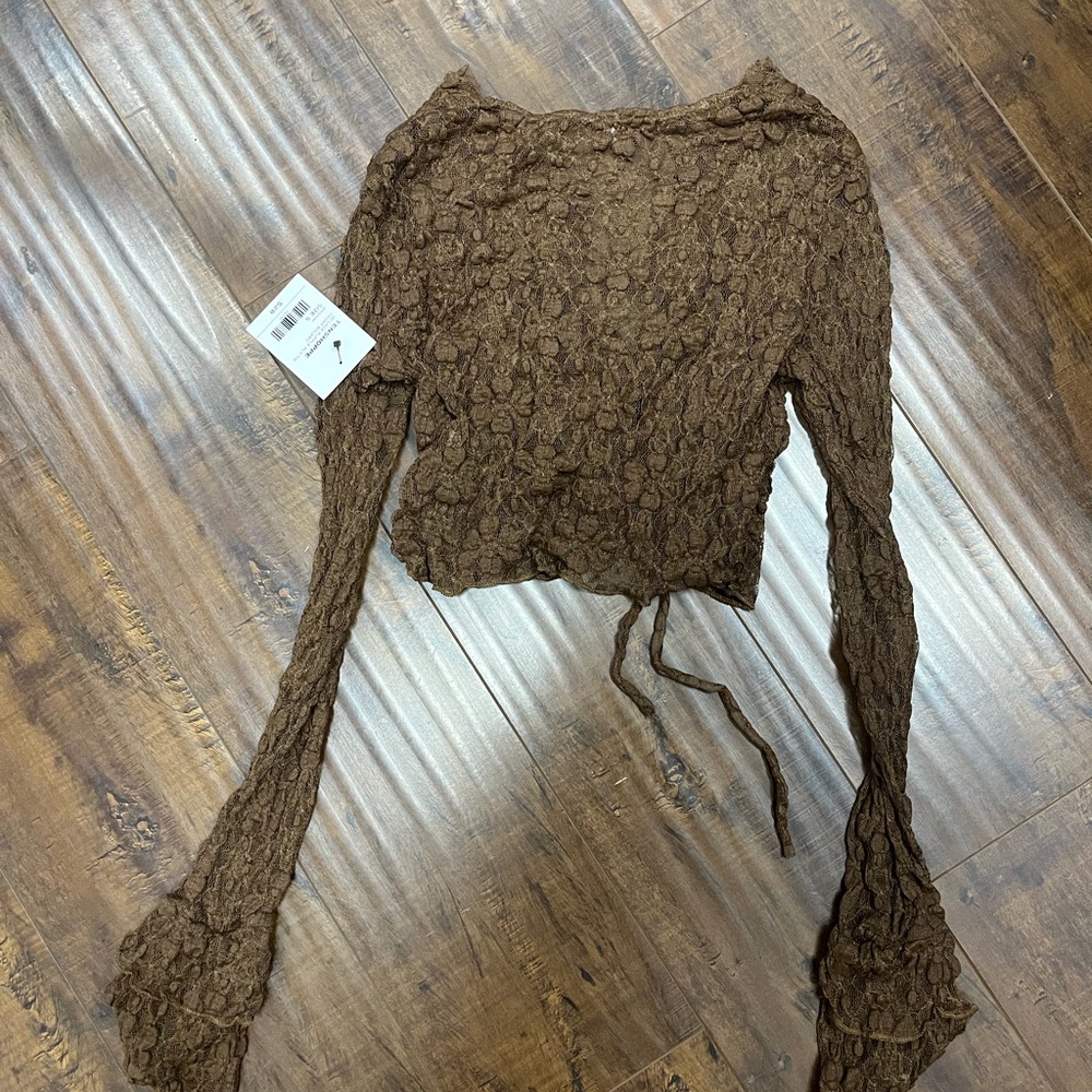 Brown Lace Long Sleeve Top